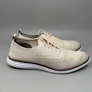 Cole Haan Original Grand Women's 8B Beige Stitchlite Knit Wingtip Oxford Shoes